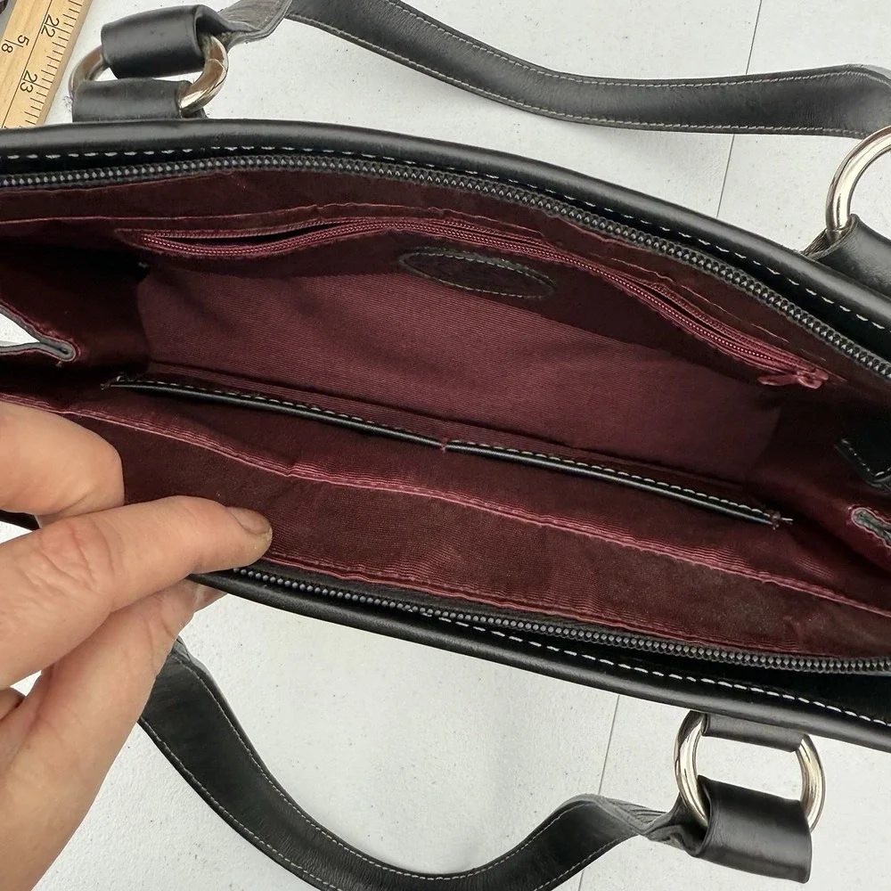 Etienne Aigner Handbag Black Leather Grunge Vintage‎ Two Handle